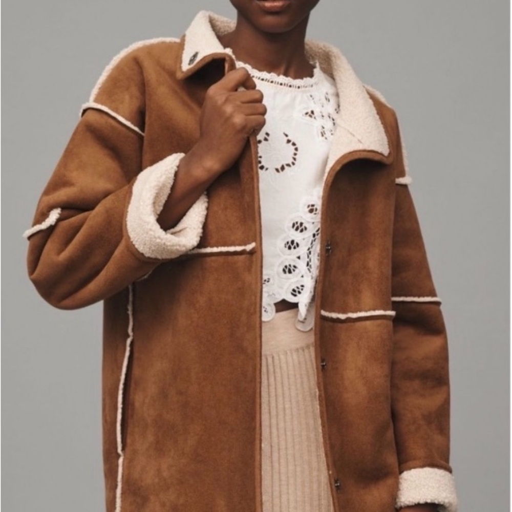 NWT Velvet by Graham & Spencer Reversible Brown Shearling Jacket